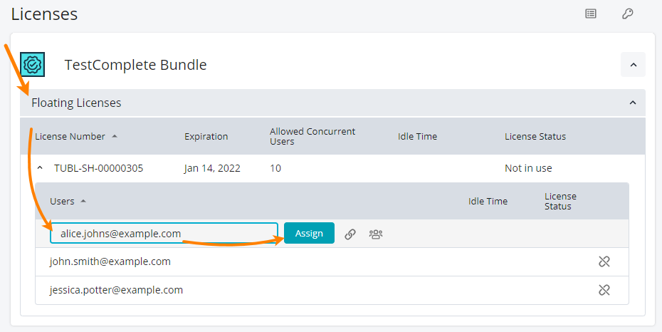 Assign Floating licenses