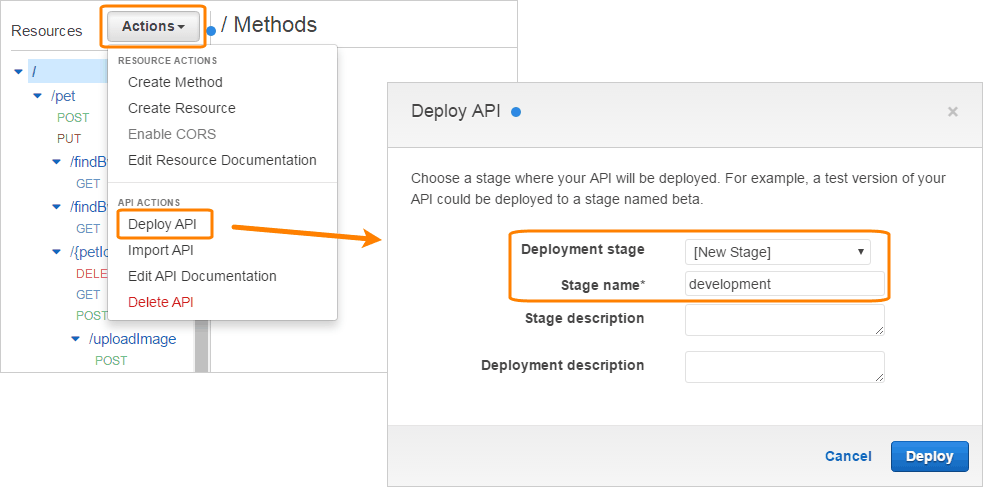 Deploying an API in API Gateway