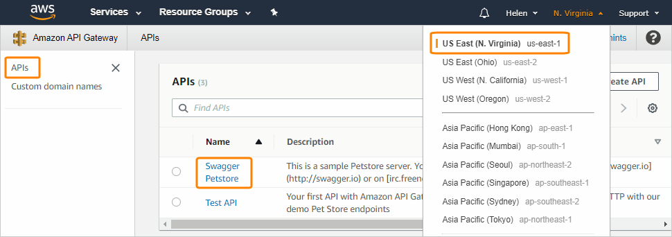 API in Amazon API Gateway