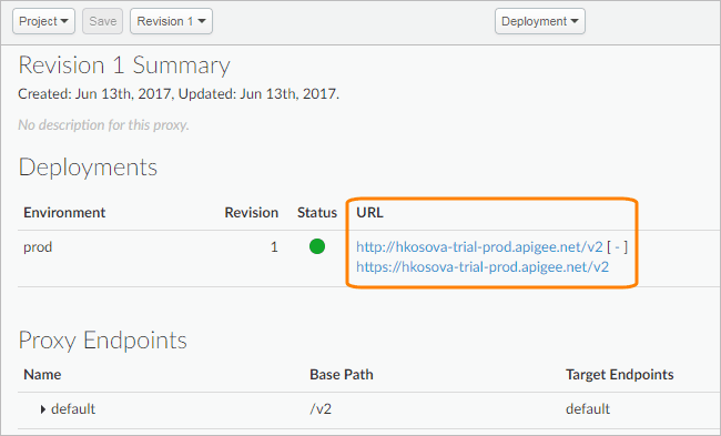 Production URLs for API proxy